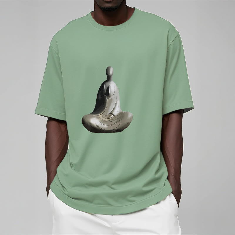Camiseta de algodón con estampado de Buda sin forma y Buddha Stones en color gris - image 15