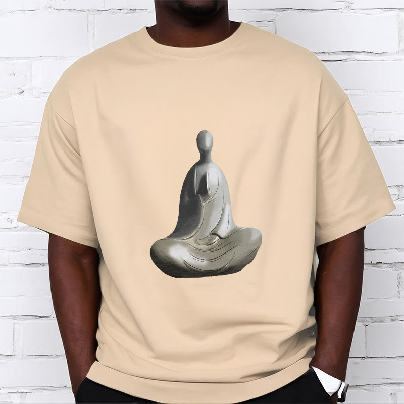 Camiseta de algodón con estampado de Buda sin forma y Buddha Stones en color gris - image 6