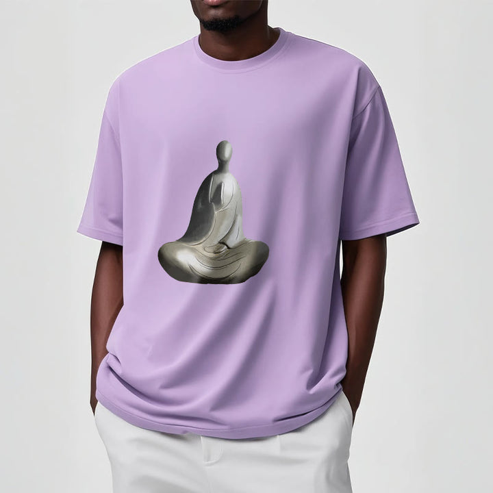 Camiseta de algodón con estampado de Buda sin forma y Buddha Stones en color gris - image 17