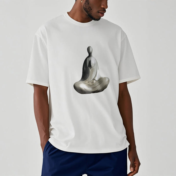 Camiseta de algodón con estampado de Buda sin forma y Buddha Stones en color gris - image 3