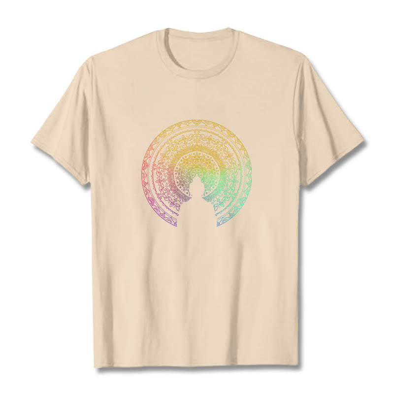 Camiseta de algodón con diseño de mandala con degradado colorido y Buddha Stones - Sopa de mariscos - 2XL - image 11