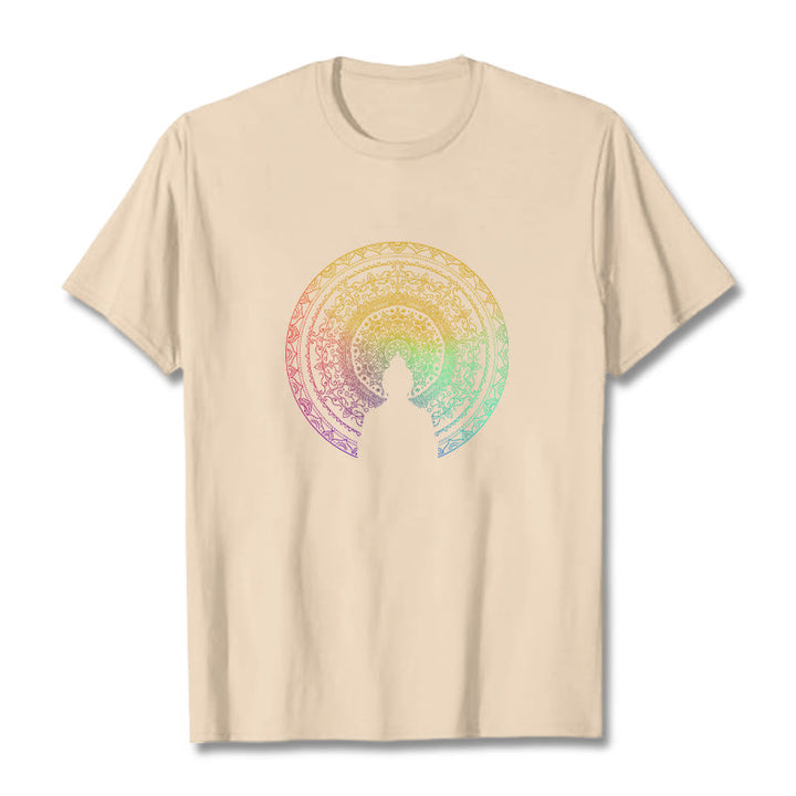 Camiseta de algodón con diseño de mandala con degradado colorido y Buddha Stones - Sopa de mariscos - 2XL - image 11