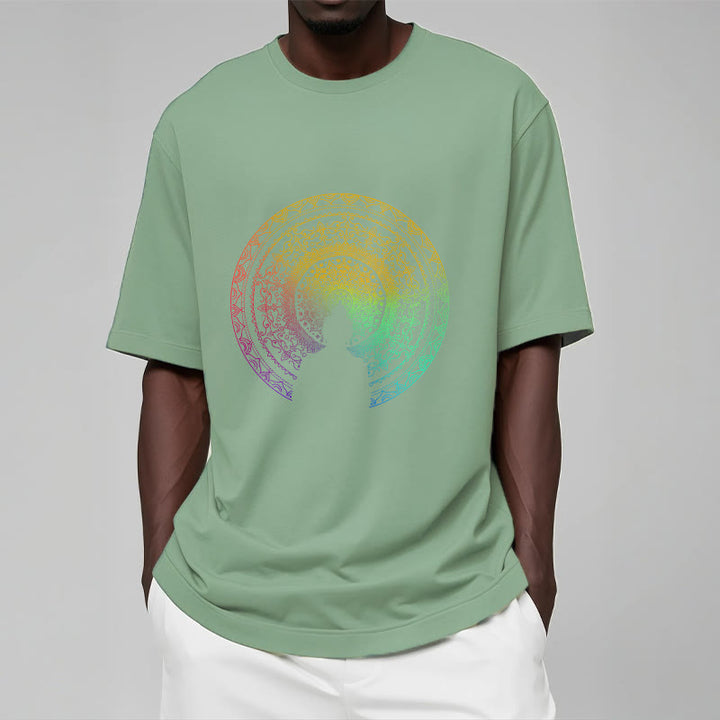 Camiseta de algodón con diseño de mandala con degradado colorido y Buddha Stones - image 14