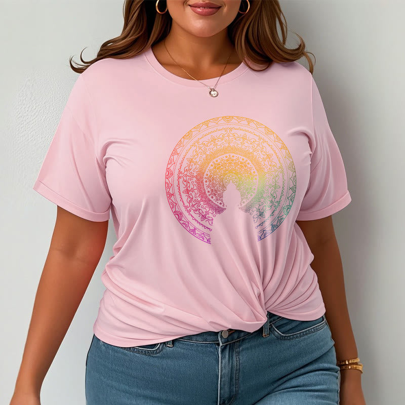 Camiseta de algodón con diseño de mandala con degradado colorido y Buddha Stones - image 19
