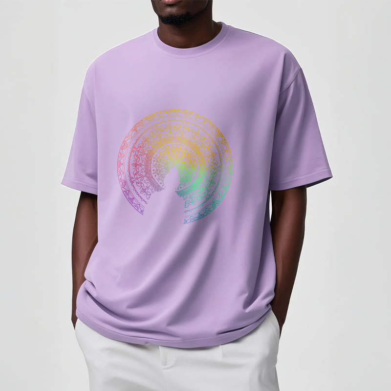 Camiseta de algodón con diseño de mandala con degradado colorido y Buddha Stones - image 17