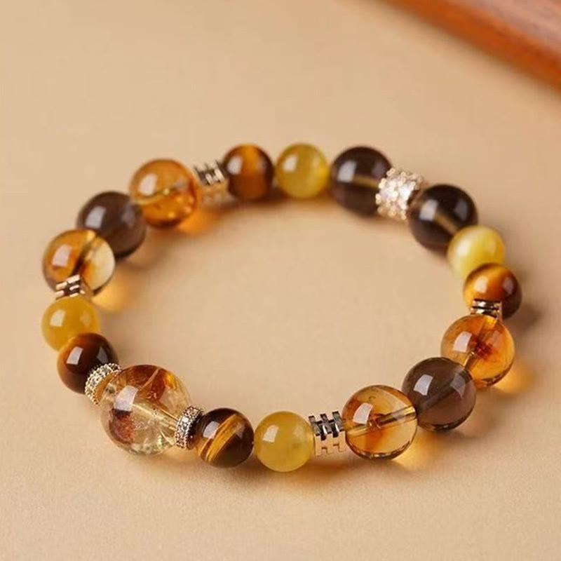 Pulsera de la felicidad con citrino, topacio y ojo de tigre de Buddha Stones