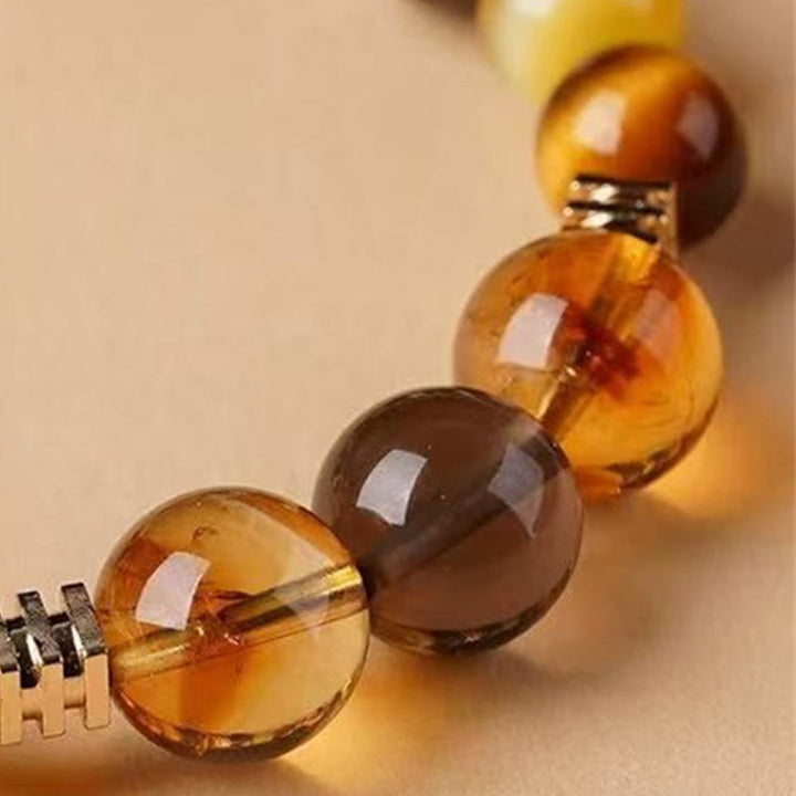 Pulsera de la felicidad con citrino, topacio y ojo de tigre de Buddha Stones