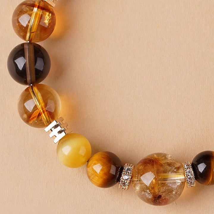 Pulsera de la felicidad con citrino, topacio y ojo de tigre de Buddha Stones
