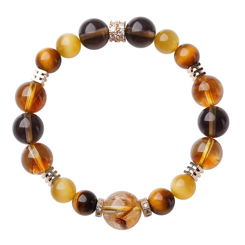 Pulsera de la felicidad con citrino, topacio y ojo de tigre de Buddha Stones