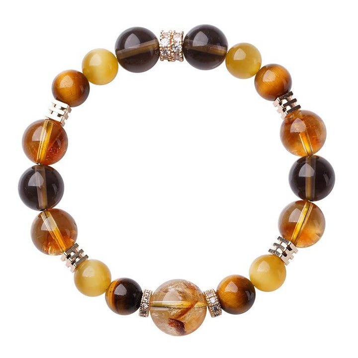 Pulsera de la felicidad con citrino, topacio y ojo de tigre de Buddha Stones