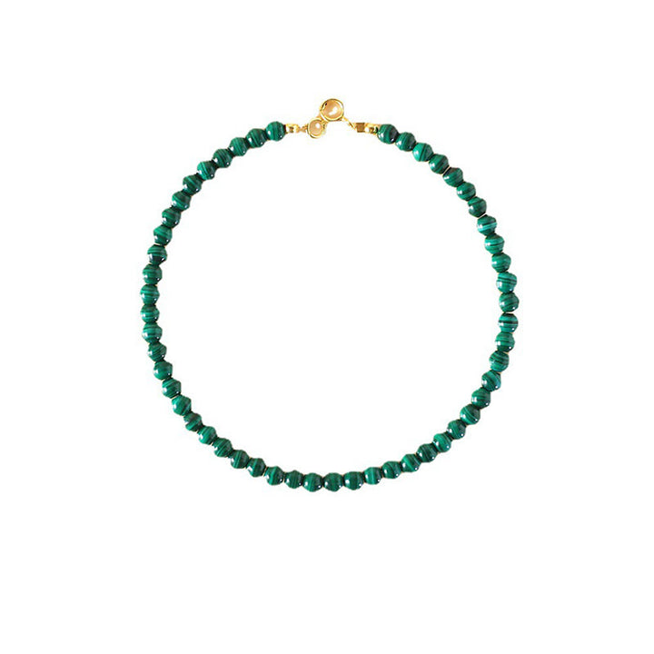 Pulsera antiansiedad de cobre bañada en oro de 14 k con cuentas de malaquita natural de 4 mm y Buddha Stones