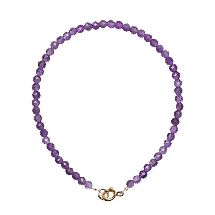 Pulsera de conciencia espiritual de cobre bañado en oro de 14 k con cuentas ultrafinas de amatista natural de 3 mm y Buddha Stones