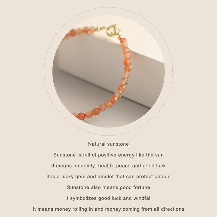 Pulsera de cobre chapada en oro de 14 k con cuentas ultrafinas de piedra solar de 3 mm y Buddha Stones
