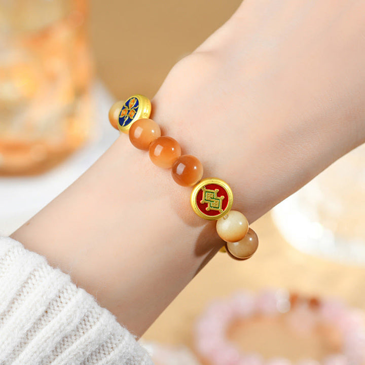 Pulsera de la sabiduría de los dioses de la riqueza y las cinco direcciones con Buddha Stones