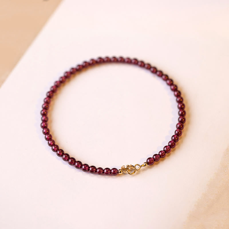 Pulsera protectora de cuentas ultrafinas de granate natural de 3 mm con Buddha Stones