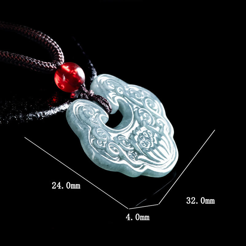 Collar con colgante de abundancia y prosperidad con Buddha Stones talladas en jade y loto