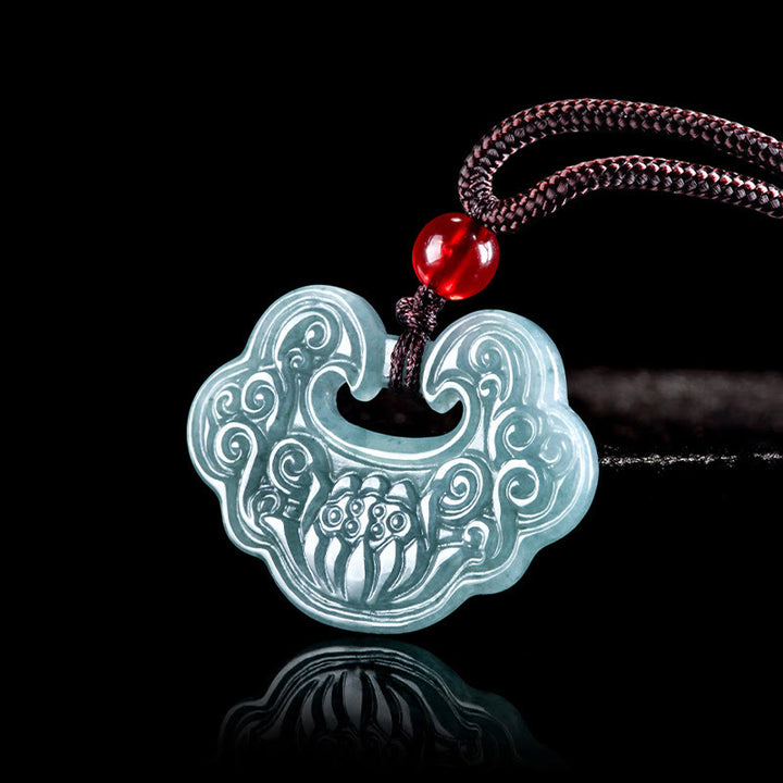 Collar con colgante de abundancia y prosperidad con Buddha Stones talladas en jade y loto