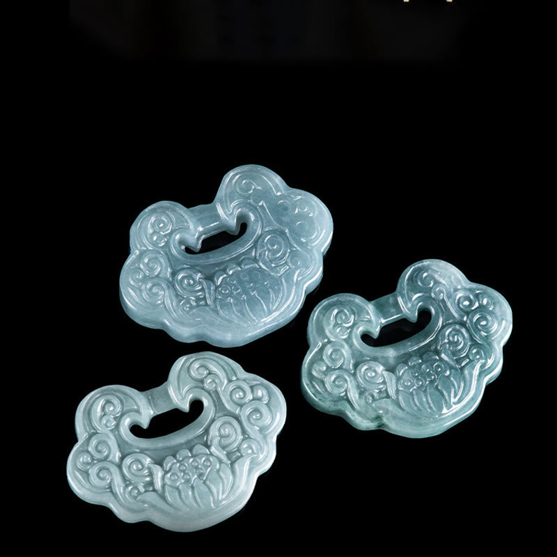 Collar con colgante de abundancia y prosperidad con Buddha Stones talladas en jade y loto