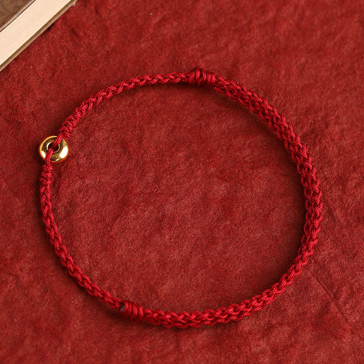 Pulsera trenzada para tobillo con hebilla de paz pequeña de oro 999 con Buddha Stones y cordón rojo para proteger la suerte - image 13
