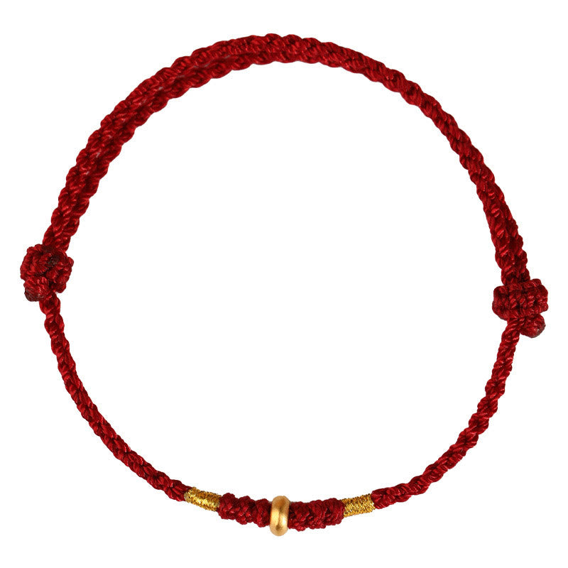 Pulsera trenzada para tobillo con pequeñas cuentas de la suerte de oro 999 y Buddha Stones - image 5