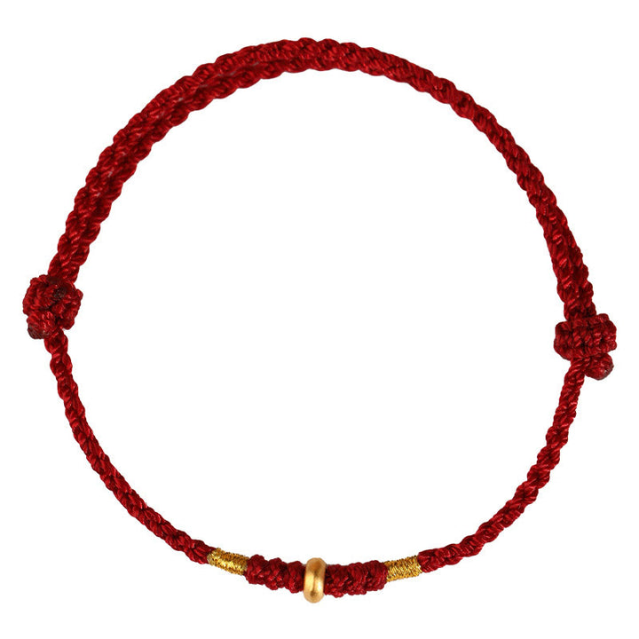 Pulsera trenzada para tobillo con pequeñas cuentas de la suerte de oro 999 y Buddha Stones - image 5