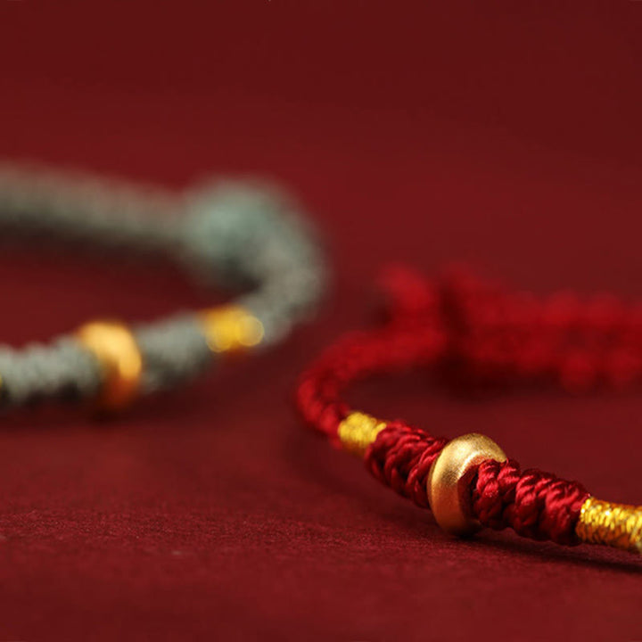 Pulsera trenzada para tobillo con pequeñas cuentas de la suerte de oro 999 y Buddha Stones - image 14