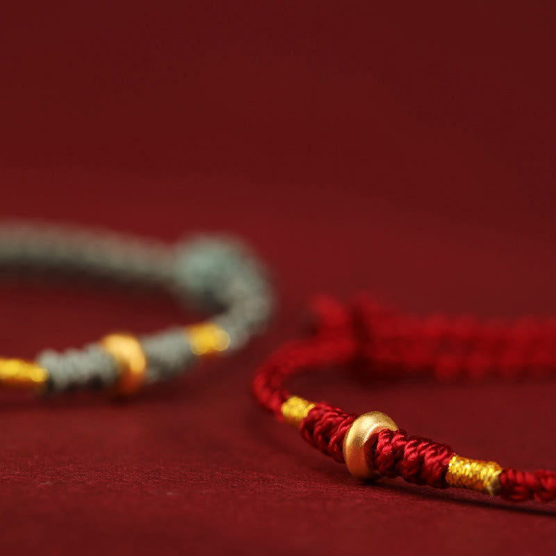 Pulsera trenzada para tobillo con pequeñas cuentas de la suerte de oro 999 y Buddha Stones - image 12