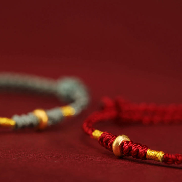 Pulsera trenzada para tobillo con pequeñas cuentas de la suerte de oro 999 y Buddha Stones - image 12