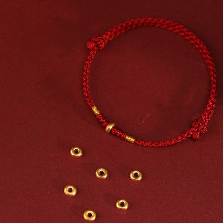 Pulsera trenzada para tobillo con pequeñas cuentas de la suerte de oro 999 y Buddha Stones - image 3