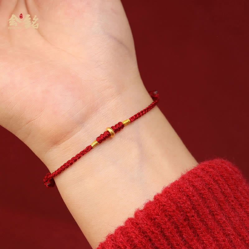 Pulsera trenzada para tobillo con pequeñas cuentas de la suerte de oro 999 y Buddha Stones - image 4