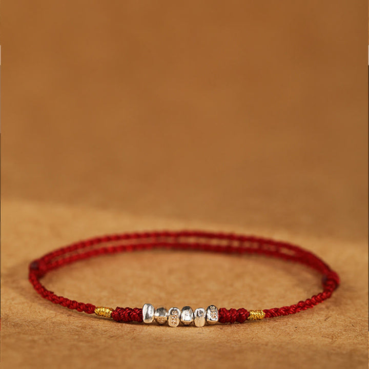 Pulsera trenzada ultrafina con hilo de plata de ley 925 y Buddha Stones para proteger la suerte - image 3