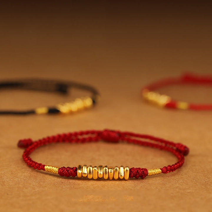 Pulsera trenzada ultrafina con pequeñas piezas de oro 999 y Buddha Stones para proteger la suerte