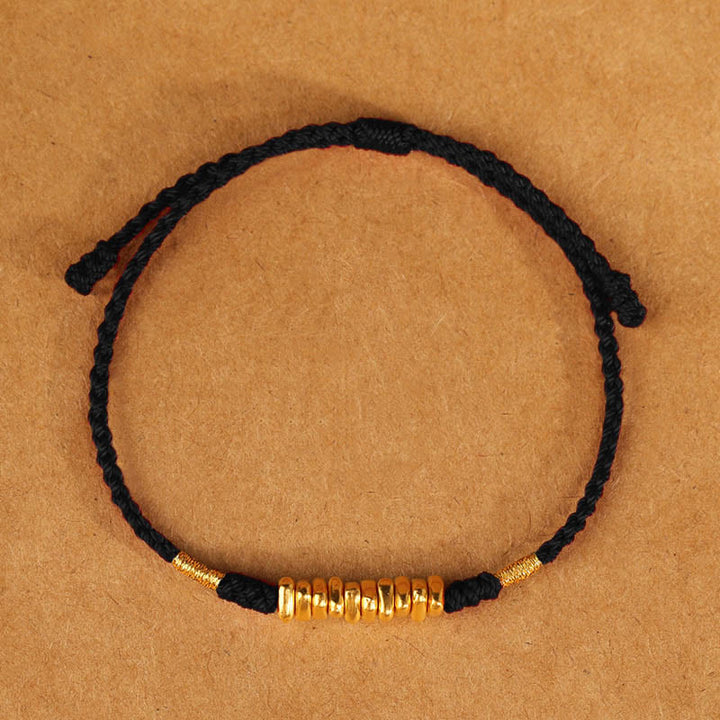 Pulsera trenzada ultrafina con pequeñas piezas de oro 999 y Buddha Stones para proteger la suerte