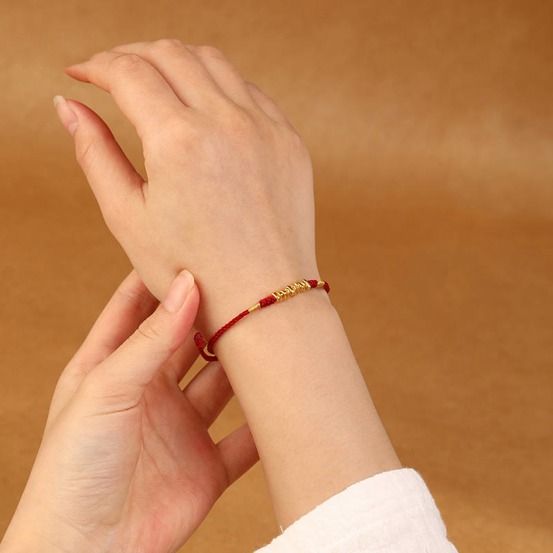 Pulsera trenzada ultrafina con pequeñas piezas de oro 999 y Buddha Stones para proteger la suerte