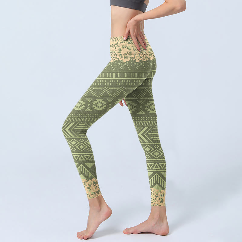 Leggings de yoga para mujer con formas geométricas, flores y Buddha Stones - image 2
