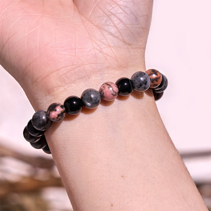 Pulsera de la calma con piedra de Buda, varios cristales, malaquita, lazurita y hemimorfita