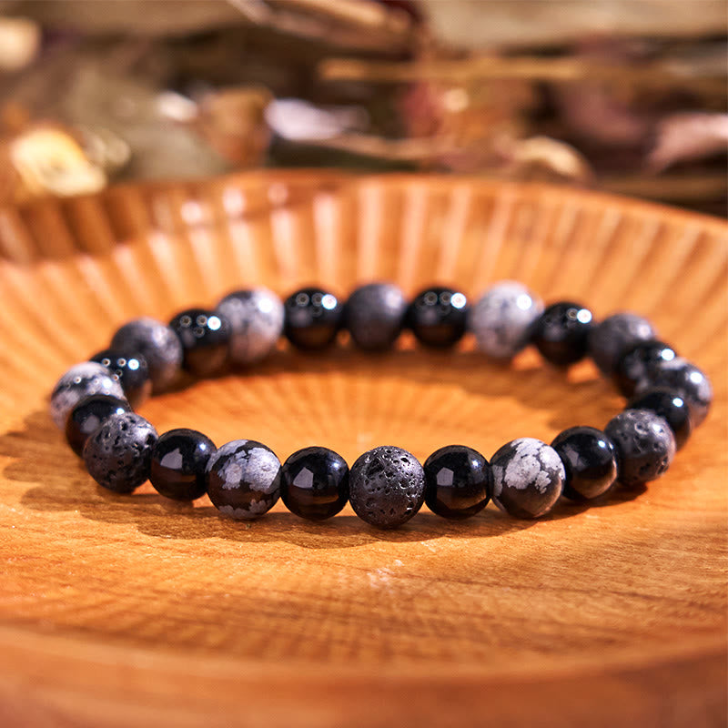 Pulsera de la calma con piedra de Buda, varios cristales, malaquita, lazurita y hemimorfita