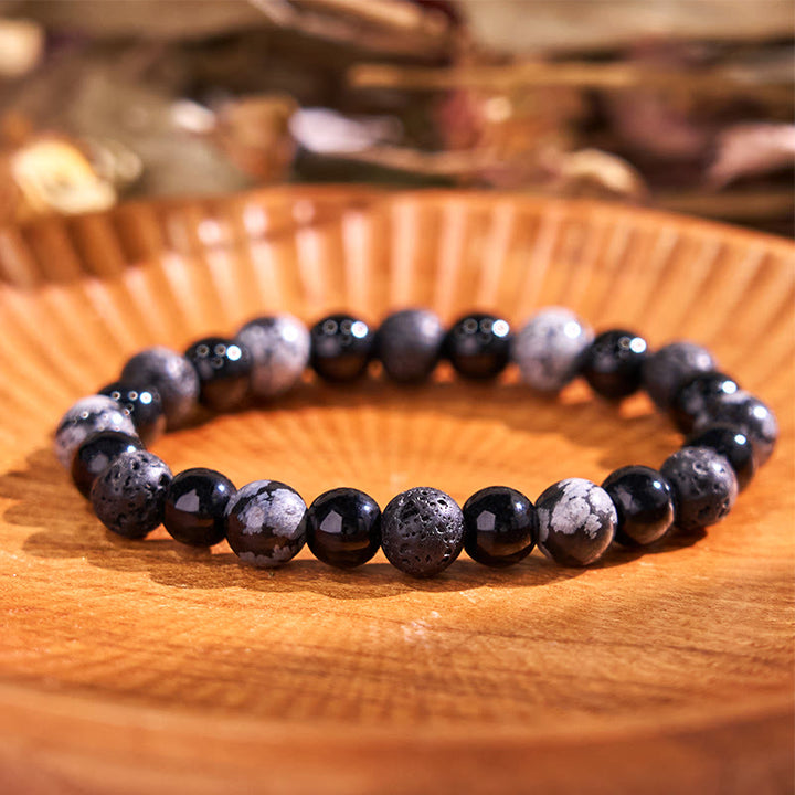 Pulsera de la calma con piedra de Buda, varios cristales, malaquita, lazurita y hemimorfita