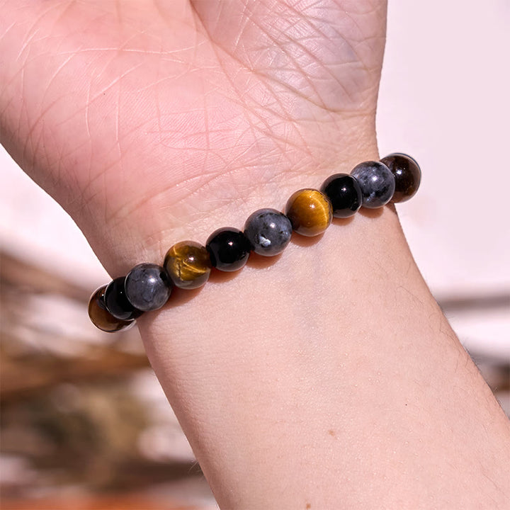 Pulsera de la calma con piedra de Buda, varios cristales, malaquita, lazurita y hemimorfita