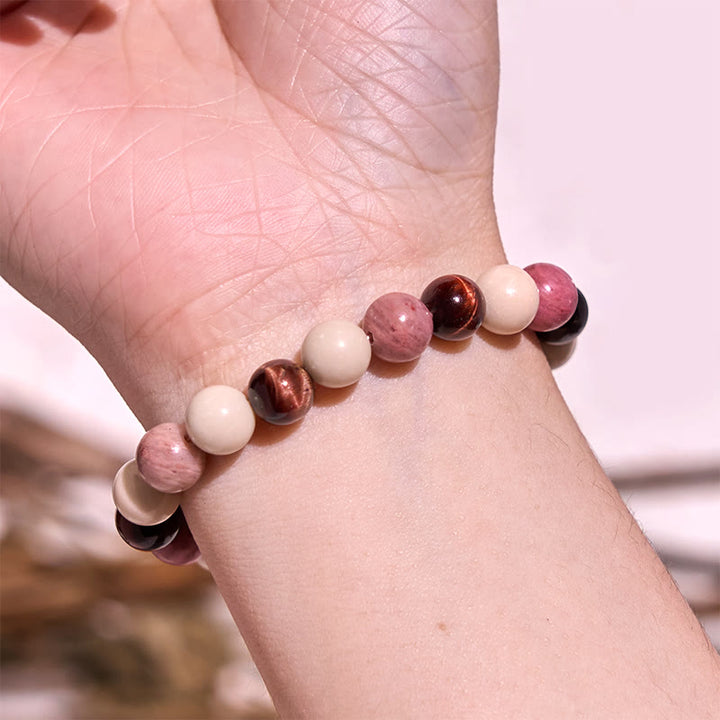 Pulsera de la calma con piedra de Buda, varios cristales, malaquita, lazurita y hemimorfita