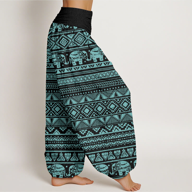 Pantalones harén con cintura elástica para mujer, con figuras geométricas de elefantes y Buddha Stones - image 8