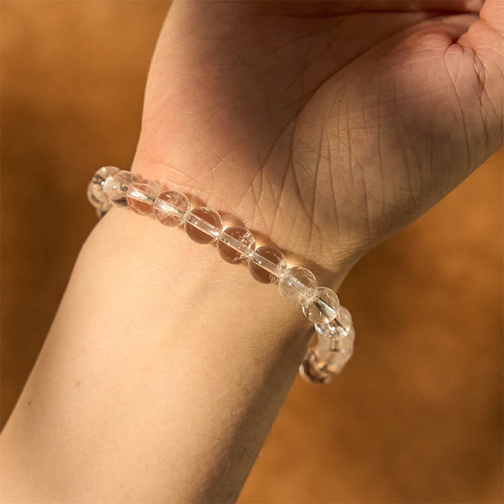 Pulsera de meditación con claridad de cristal blanco natural de Buddha Stones