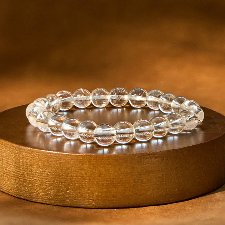 Pulsera de meditación con claridad de cristal blanco natural de Buddha Stones