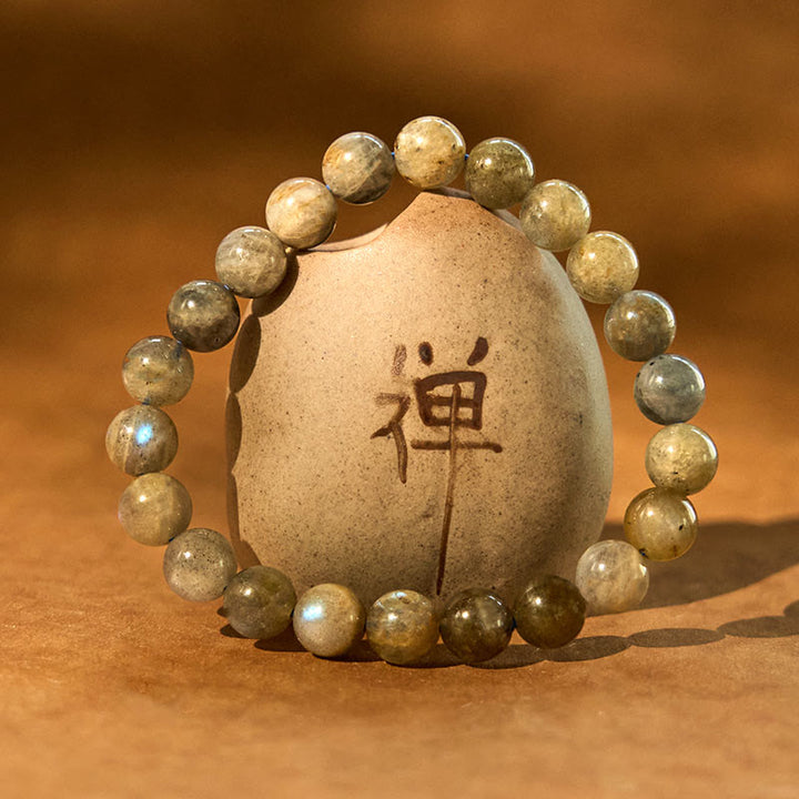 Pulsera de apoyo curativo con cuentas de labradorita natural de Buddha Stones