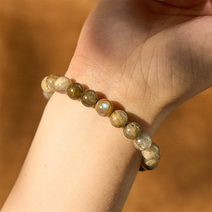 Pulsera de apoyo curativo con cuentas de labradorita natural de Buddha Stones