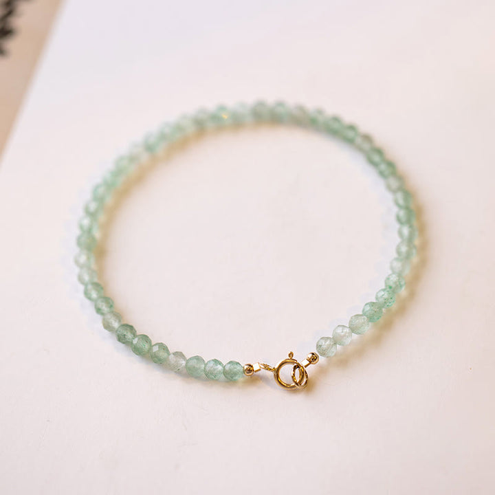 Pulsera de la suerte con cuentas ultrafinas de aventurina verde pequeña de 3 mm y Buddha Stones