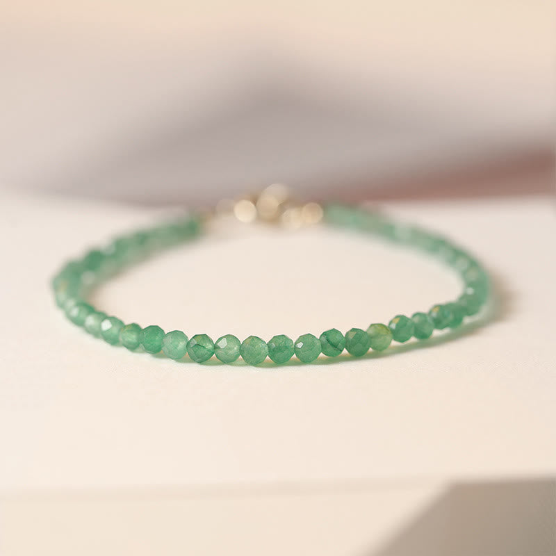 Pulsera de la suerte con cuentas ultrafinas de aventurina verde pequeña de 3 mm y Buddha Stones