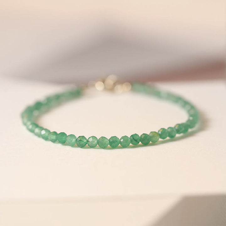 Pulsera de la suerte con cuentas ultrafinas de aventurina verde pequeña de 3 mm y Buddha Stones