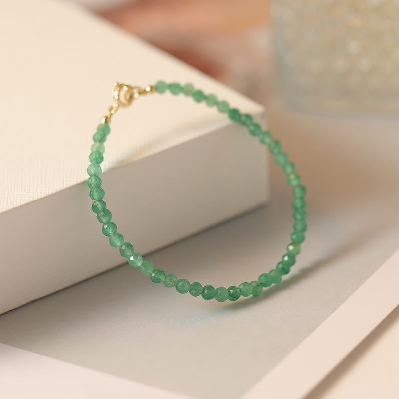 Pulsera de la suerte con cuentas ultrafinas de aventurina verde pequeña de 3 mm y Buddha Stones