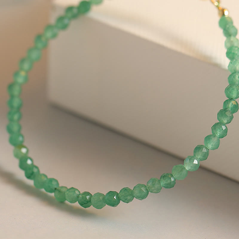 Pulsera de la suerte con cuentas ultrafinas de aventurina verde pequeña de 3 mm y Buddha Stones